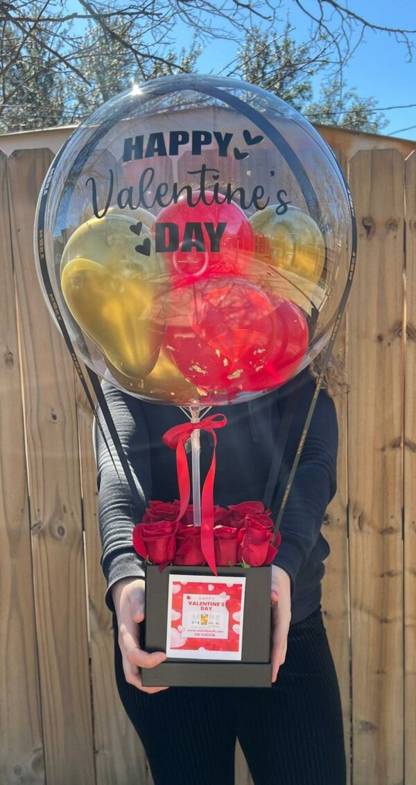 hot air balloons with 12 roses