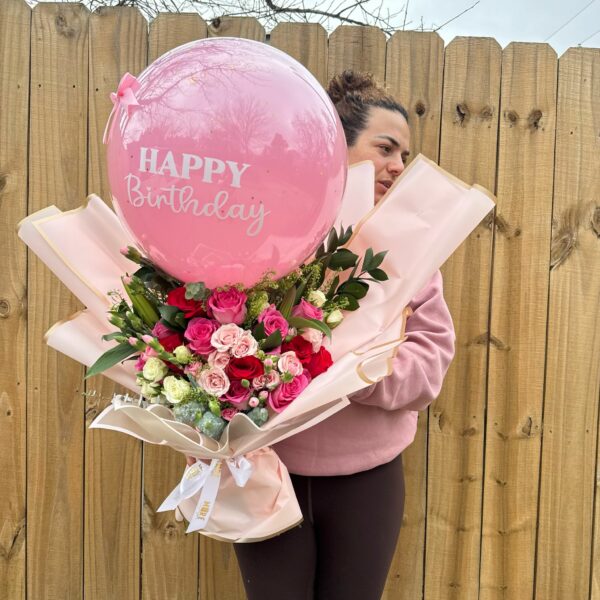 Flowers bouquet & bobo balloon (Deluxe) - Image 4